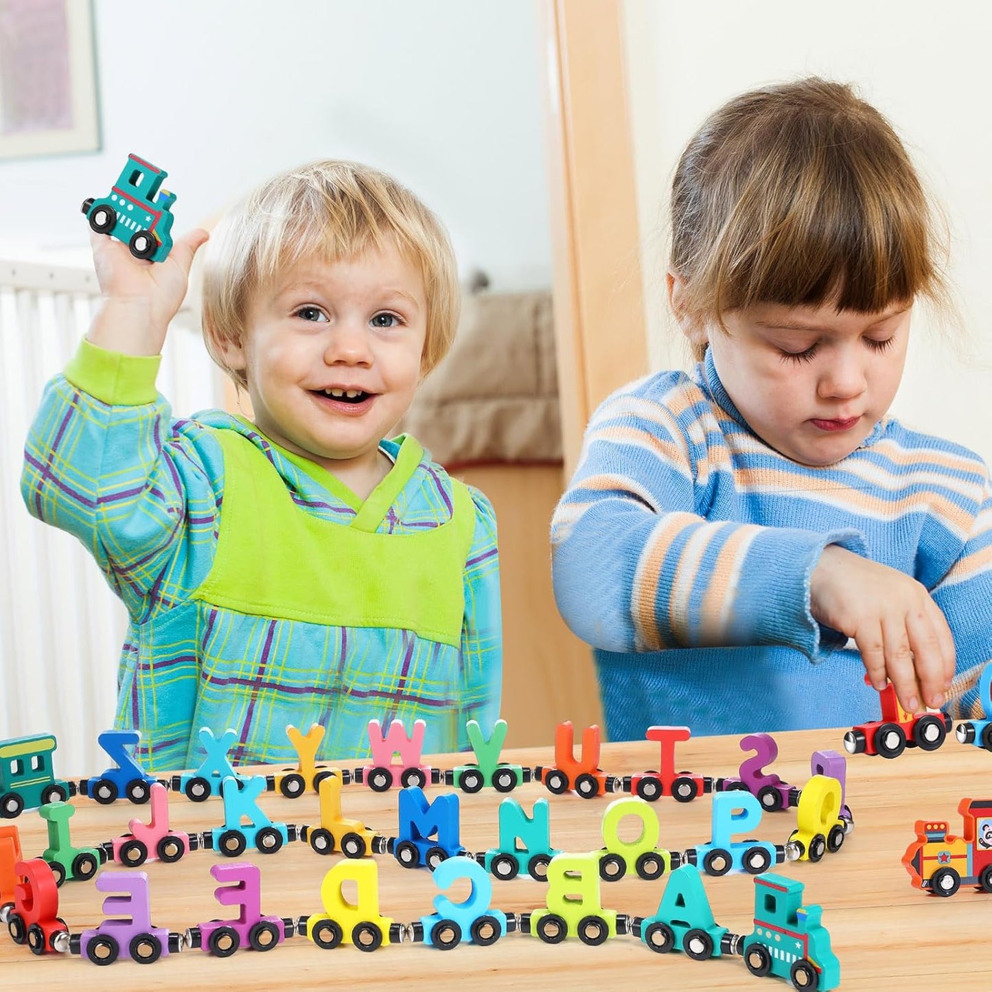 wooden train set 46 pcs