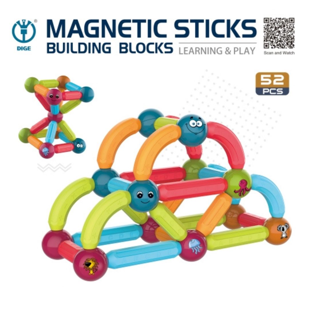 Ball and top stick building toy